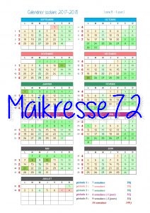 Calendrier scolaire 2017-2018 - 4 jours