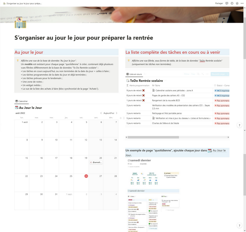 Notion template Back To School